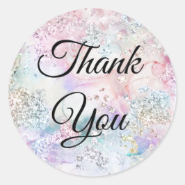 虹色フェイクグリッターの水色シール ラウンドシール