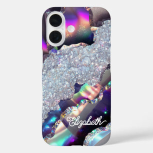 虹色フェイクグリッターホログラフィックゲート iPhone 16ケース
