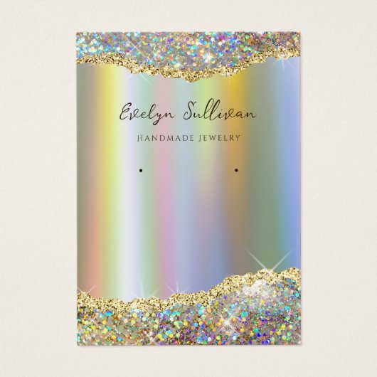 虹色フェイクグリッター箔ジュエリー表示カード (正面)
