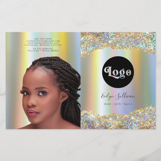 虹色フェイクグリッター箔二折パンフレット (正面)