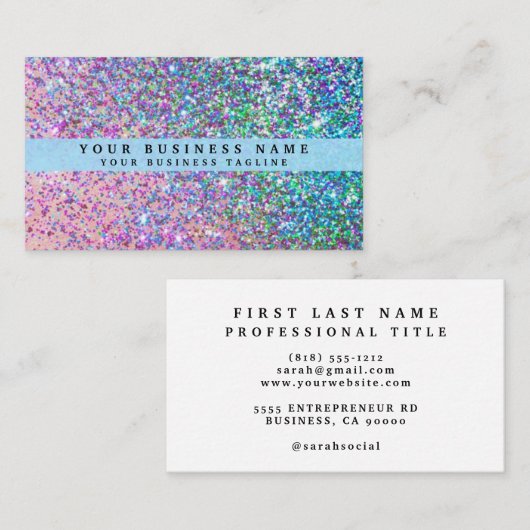 虹色フェイクグリッター 名刺 (正面/裏面)