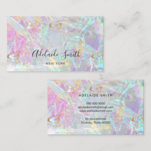 虹色フェイクピンクの石 名刺 (正面/裏面)