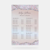 虹色フェイクピンクグリッター箔の価格表 アクリルサイン (正面)