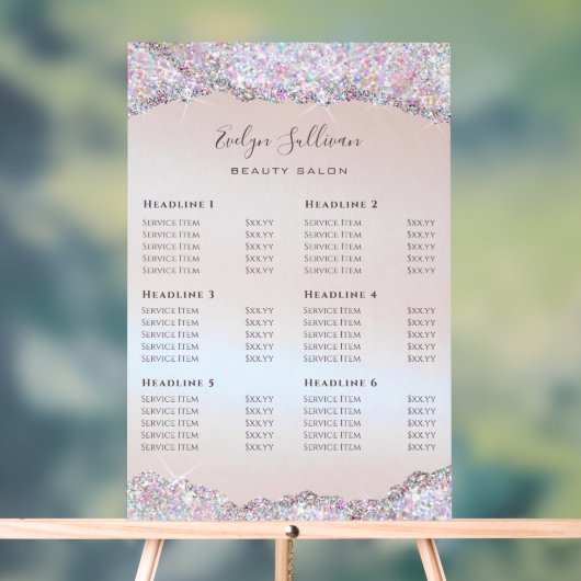 虹色フェイクピンクグリッター箔の価格表 アクリルサイン (ニュートラル)