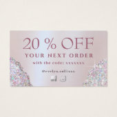 虹色フェイクピンクグリッター箔の割引カード (裏面)