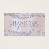 虹色フェイクピンクグリッター箔の割引カード (正面)