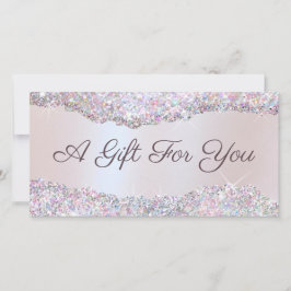 虹色フェイクピンクグリッター箔ギフト証書