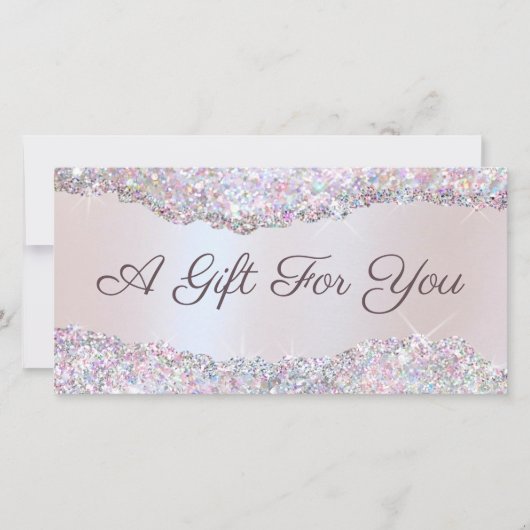 虹色フェイクピンクグリッター箔ギフト証書 (正面)
