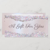 虹色フェイクピンクグリッター箔ギフト証書 (正面/裏面)