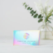 虹色フェイク効果dahliaロゴエステティシャン 名刺 (スタンド正面)