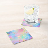 虹色フェイク流大理石 スクエアペーパーコースター (インサイチュ)