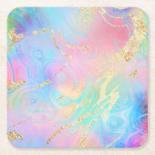 虹色フェイク流大理石 スクエアペーパーコースター (正面)