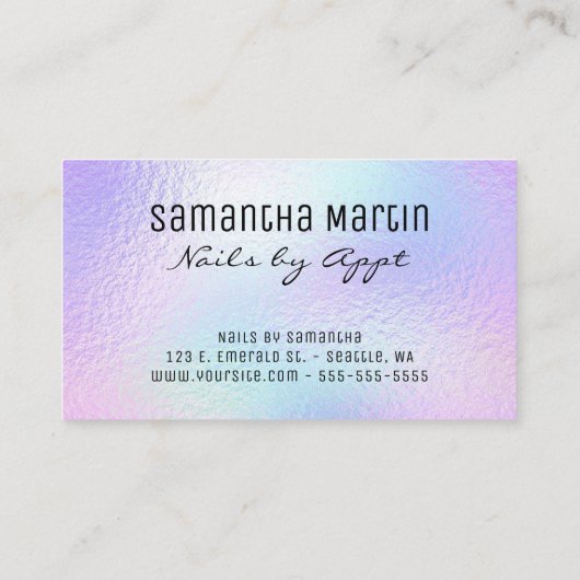 虹色フェイク箔およびグリッターブラシのストローク 名刺 (裏面)