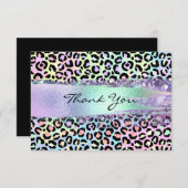 虹色フェイク箔ブラシストロークレインボーヒョウ サンキューカード (正面/裏面)