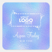 虹色フェイク箔ロエレガントゴ正方形ステッカー スクエアシール (正面)