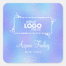 虹色フェイク箔ロエレガントゴ正方形ステッカー スクエアシール