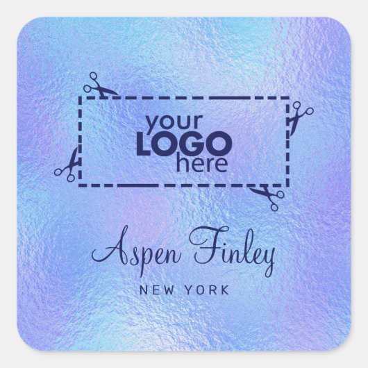 虹色フェイク箔ロエレガントゴ正方形ステッカー スクエアシール (正面)