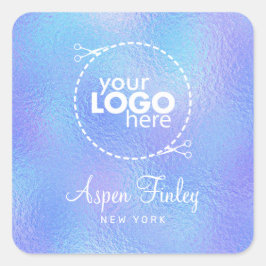 虹色フェイク箔ロエレガントゴ正方形ステッカー スクエアシール