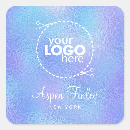 虹色フェイク箔ロエレガントゴ正方形ステッカー スクエアシール (正面)