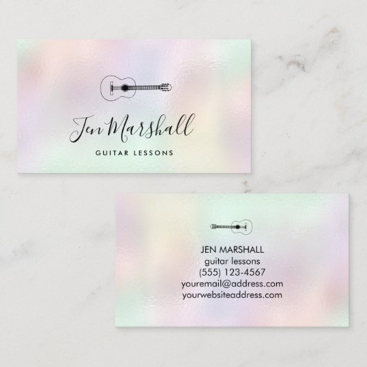 虹色フェイク背景ギタリスト 名刺 (正面/裏面)