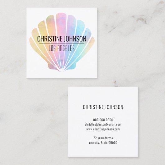 虹色フェイク貝殻スクエア名刺 スクエア名刺 (正面/裏面)