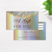 虹色フェイク金ゴールドグリッターシークインギフトカード (デスク)