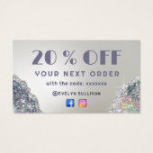 虹色フェイク銀グリッター割引カード (裏面)