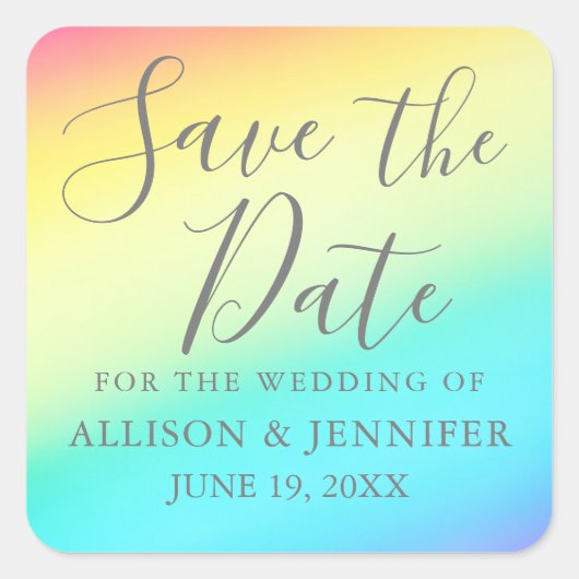 虹色フェード チェアフル LGBTQ プレビュー スクエアシール (正面)