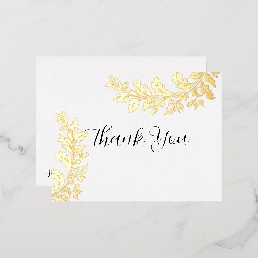 虹色フォイルありがとう 箔招待状ポストカード (正面/裏面)