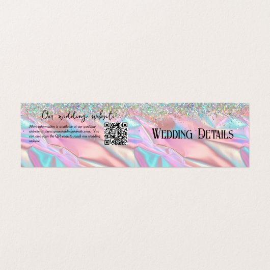 虹色フォイルおよびグリッター結婚のエンクロージャカード 名刺 (外部フラット)