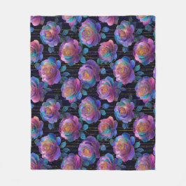 虹色フローララッピング(赤いリボン弓) フリースブランケット