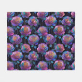 虹色フローララッピング（赤いリボン弓） フリースブランケット (正面(横))