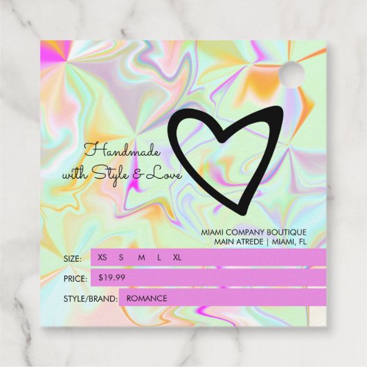 虹色ブティックアパレル価格サイズBつるラベル フェイバータグ (裏面)