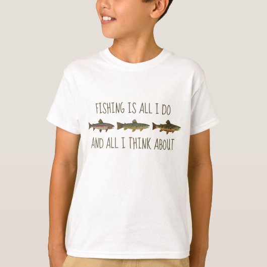 虹色ブラウンブルックトラウト釣り名言 Tシャツ (正面)