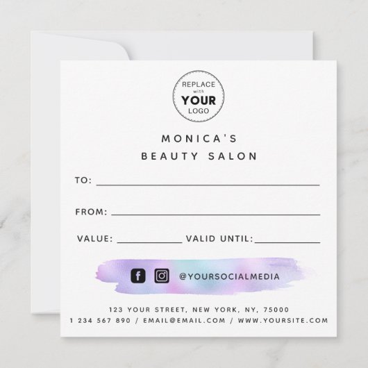 虹色ブラシストローク追加ロゴ美しいメイクアップスパ (裏面)