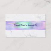 虹色ブラシストローク銀白色フォイル大理石 名刺 (正面)