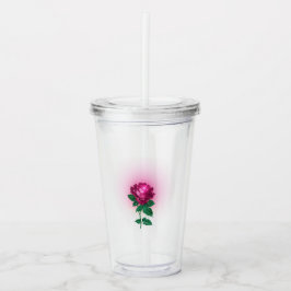 虹色ブルゴーニュ赤バラ アクリルタンブラー
