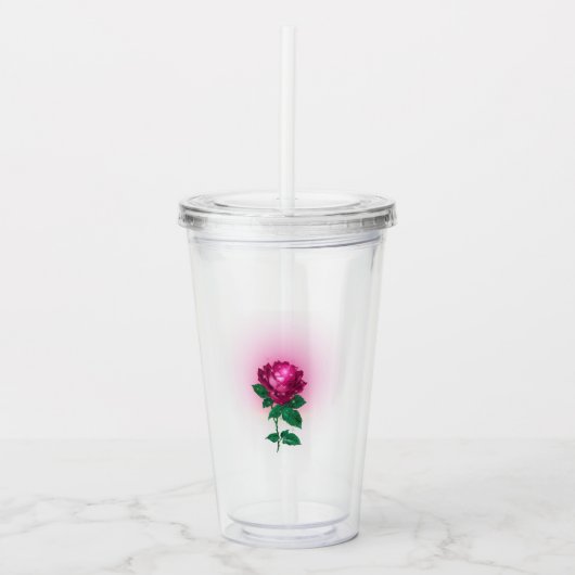 虹色ブルゴーニュ赤バラ アクリルタンブラー (正面)