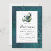 虹色ブルーのヴィンテージ ワイルド フォレスト キンセアニエラ 招待状 (正面)