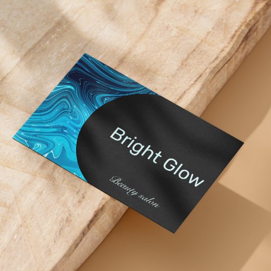 虹色ブルーティール（緑がかった色）アクアエステティシャンQrコード 名刺