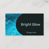 虹色ブルーティール（緑がかった色）アクアエステティシャンQrコード 名刺 (正面)