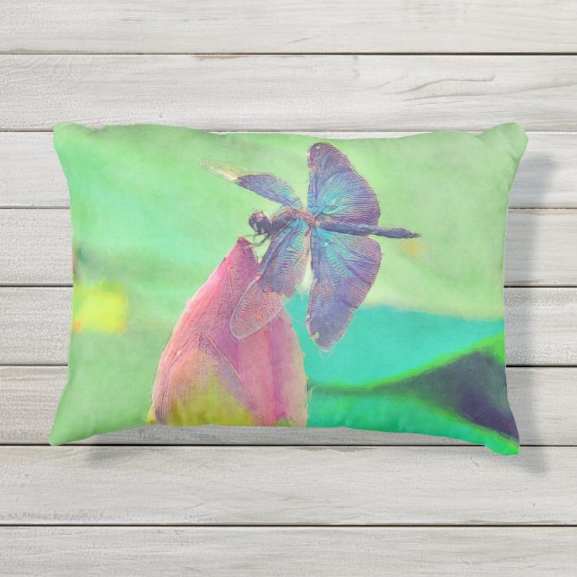 虹色ブルートンフライオンピンク《植物》スイレン アウトドアクッション (裏面)