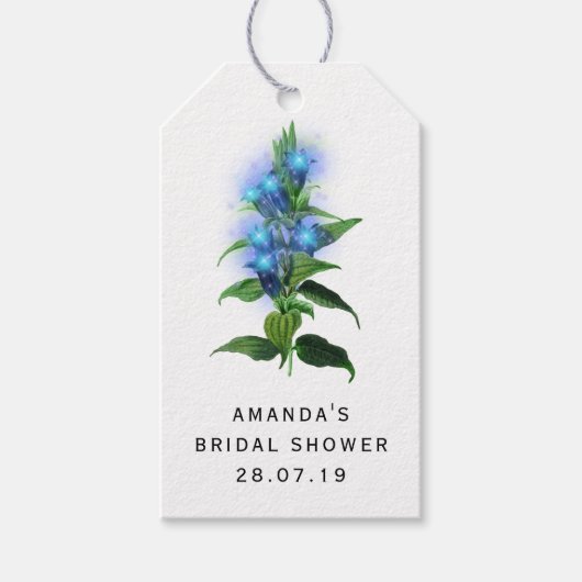 虹色ブルーバラとレース ギフトタグ (正面)