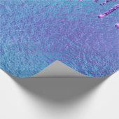 虹色ブルーパープルグリッタードリップかわいらし ラッピングペーパー (角)
