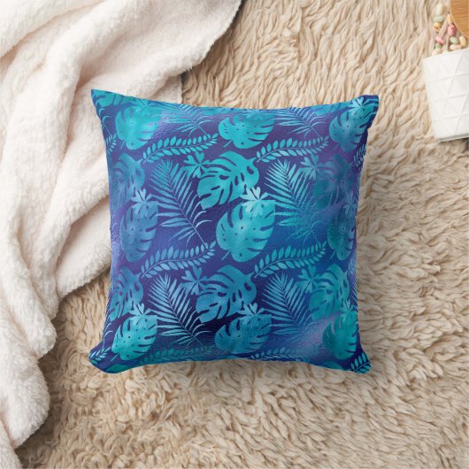 虹色ブルーパーム熱帯パーム枕 クッション (ブランケット)