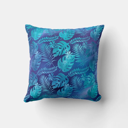 虹色ブルーパーム熱帯パーム枕 クッション (裏面)