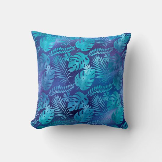 虹色ブルーパーム熱帯パーム枕 クッション (正面)