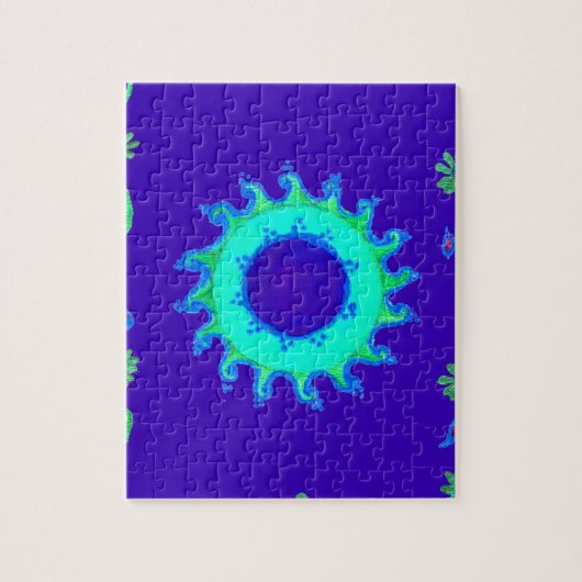 虹色ブルーフローラ美術油彩画 ジグソーパズル (縦)