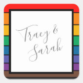 虹色ブロック ストライプ スクエアシール (正面)