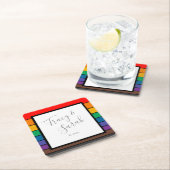 虹色ブロック ストライプ スクエアペーパーコースター (インサイチュ)